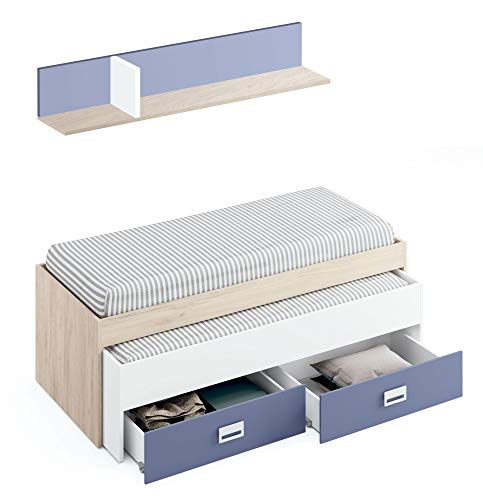 Miroytengo Cama Nido 2 cajones + Estante Lims habitacion Juvenil 90x190 Estilo Infantil Dormitorio 70x202x100 cm Miroytengo Cama Nido 2 cajones + Estante Lims habitacion Juvenil 90x190 Estilo Infantil Dormitorio 70x202x100 cm