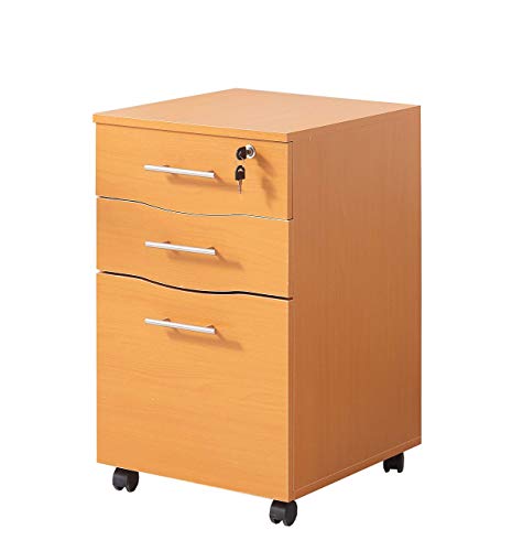 MMT Furniture Designs Ltd MMT-IV15Beech Pedestal de 3 cajones para Debajo del Escritorio con colgadores para Archivos, Haya, Haya, Under Desk