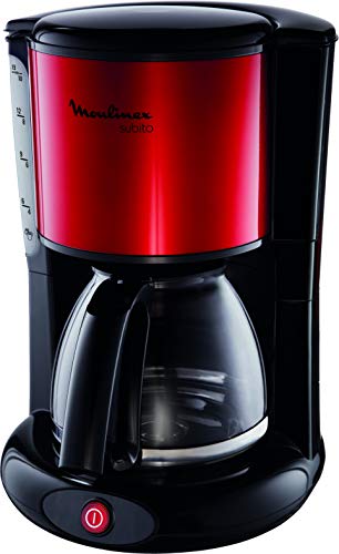 Moulinex FG360D11 Cafetera de goteo, 1000 W, 1.25 L, color negro y rojo