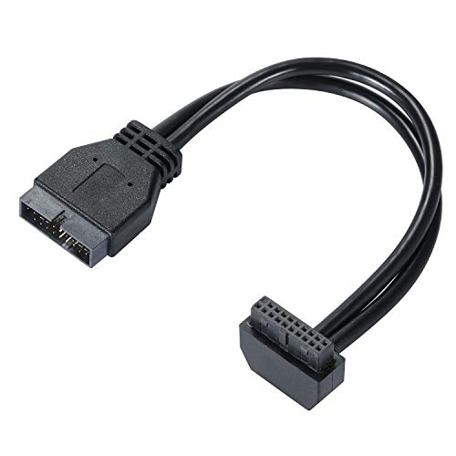 MZHOU SATA USB 3.0 Placa Base Frontal 19 Pines Macho a Hembra Cable de Extensión de 18 cm de Conexión de Alta Velocidad (Negro)