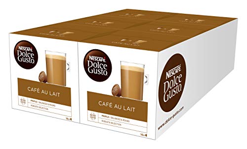 Nescafé Dolce Gusto - Café con leche, pack de 6, 6 x 16 cápsulas