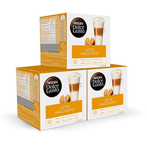Nescafé DOLCE GUSTO Café LATTE MACHIATTO - Pack De 3 x 16 cápsulas - Total: 48 Cápsulas