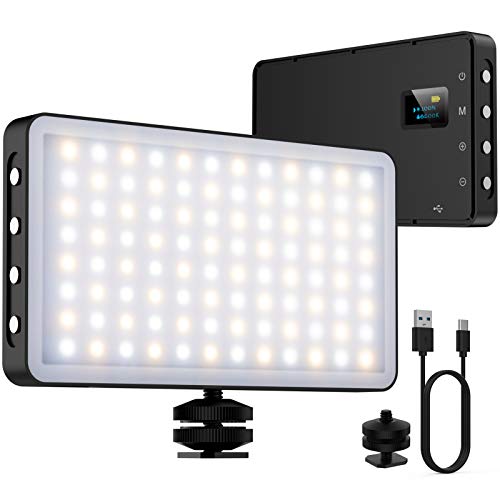 NinkBox Luz LED Cámara, luz de vídeo, 96 LED Regulables superluminosos 3000K-6500K, CRI 95+, lámpara de luz fotográfica portátil para videocámaras DSLR, fotografía, batería incorporada de 4000 mAh NinkBox Luz LED Cámara, luz de vídeo, 96 LED Regulables superluminosos 3000K-6500K, CRI 95+, lámpara de luz fotográfica portátil para videocámaras DSLR, fotografía, batería incorporada de 4000 mAh