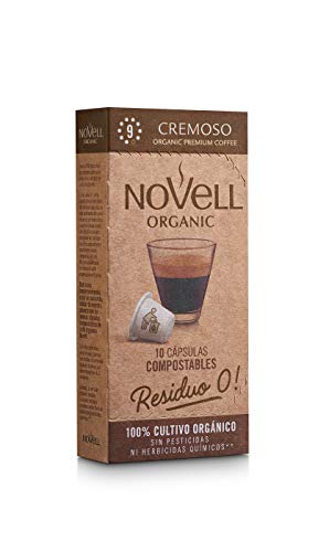 Novell Organic - Cápsulas compostables con café ecológico, Cremoso, 53 g, 1 paquete con 10 cápsulas