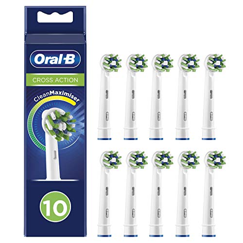 Oral-B CrossAction Cabezales de recambio con tecnología CleanMaximiser, Pack de 10 Oral-B CrossAction Cabezales de recambio con tecnología CleanMaximiser, Pack de 10