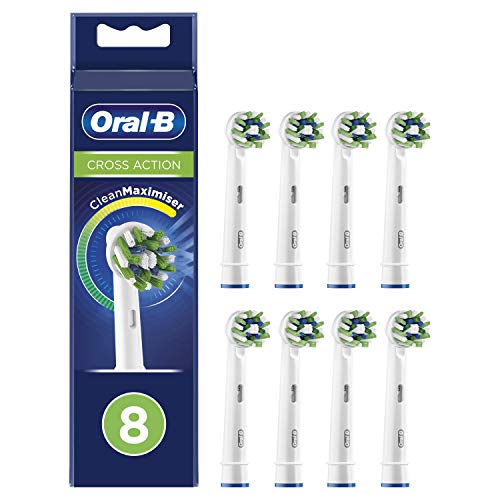 Oral-B CrossAction Cabezales de recambio con tecnología CleanMaximiser, Pack de 8, XXL