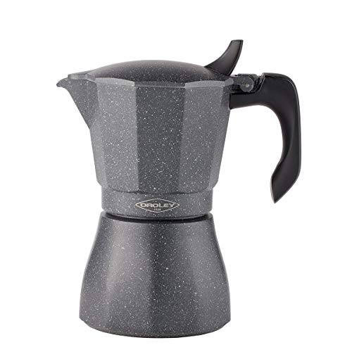 Oroley - Cafetera Italiana Petra | Base de Acero Inoxidable | 12 Tazas | Cafetera Inducción, Vitrocerámica, Fuego y Gas | Estilo Tradicional