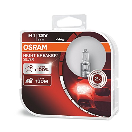 Osram 1 H1 B 55W12V+100, NIGHT BREAKER SILVER, Duo Box (2 lámparas), Set de 2