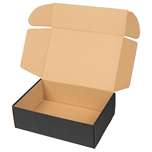 packer PRO Pack 25 Cajas Carton Envios Automontables para Ecommerce y Regalo Negras, Mediana 34x23,5x11cm