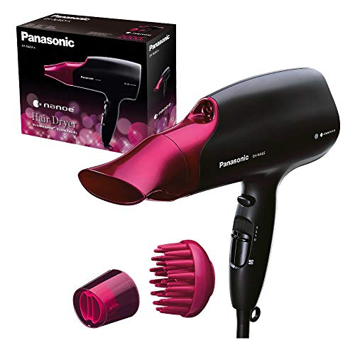 Panasonic EH-NA65-K825 Secador Profesional para Hidratación y Brillo, Tecnología Nanoe Avanzada, 2000 W Potente, 3 Velocidades y 4 Temperaturas, Botón de Aire Frio, Con Difusor, Negro y Rosa