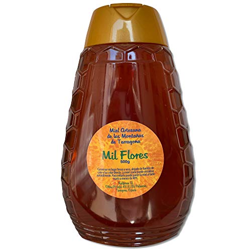 Paquete x 4 - Miel de Mil Flores - 500 gr x Botella. Miel natural, no pasteurizada ni calentada. Miel pura producida en España. Miel cruda con aroma floral y exquisito sabor.