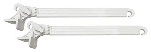 Par de brazos para toldo de caída con soportes de acero recubierto de PVC, medida 50 cm, ajustable a 180°. Color blanco