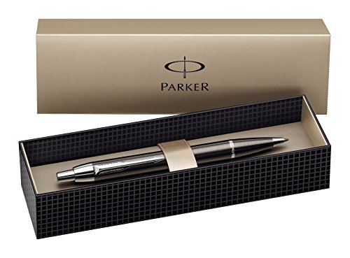 Parker IM - Bolígrafo de punta redonda, adornos cromados, color plateado