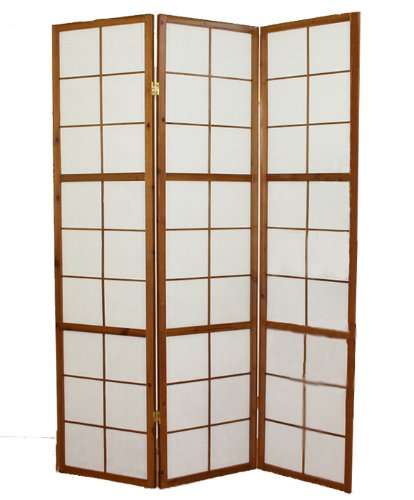 PEGANE Biombo japonés de Madera Shoji Color castaño Oscuro de 3 Paneles