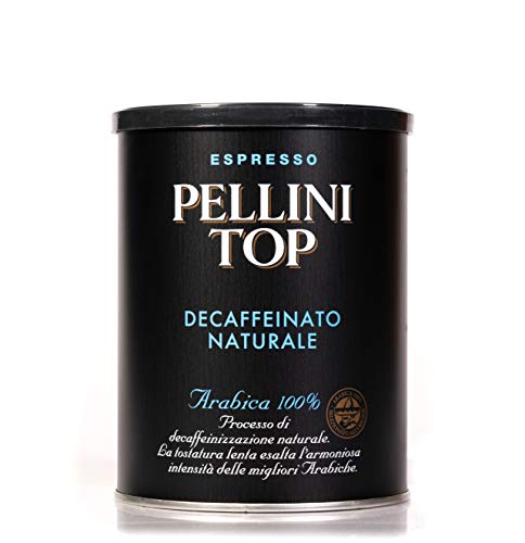 Pellini Caffè, Pellini Top 100% Arábica Para Cafetera Moka Descafeinado Natural, 1 Lata - 250 gr