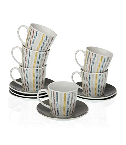 Piece Coffee Cup Set Corduroy Porcelain (12 Pieces)