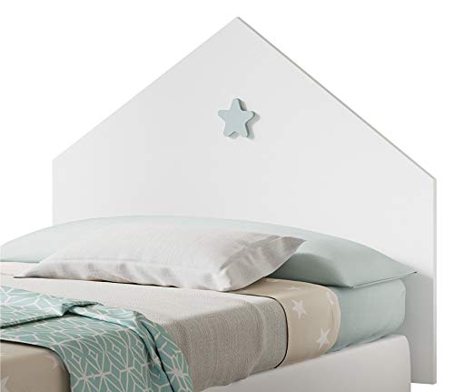 Pitarch Cabezal Cama Shine Color Blanco Estrella Gris cabecero Dormitorio Infantil Juvenil 100x80