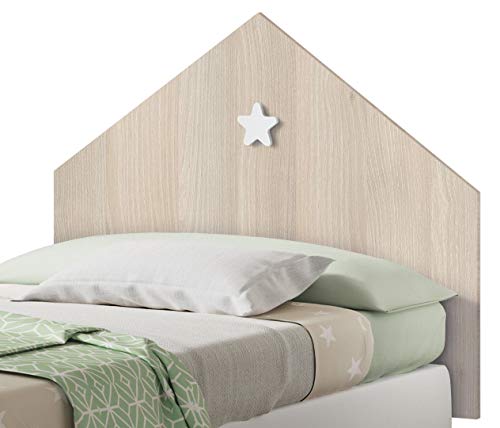 Pitarch Cabezal Infantil Shine Color Roble cabecero Dormitorio Juvenil Estrella Blanca 100x80