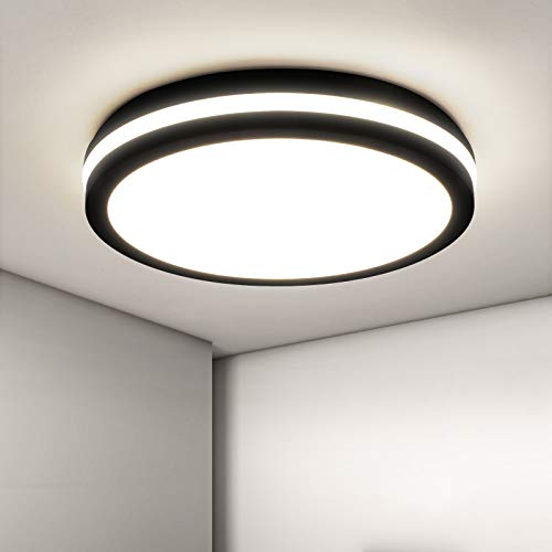 Plafón LED para baño, 18W 1800LM IP54 Lámpara de baño impermeable, OPPEARL Luz de techo antiparpadeo para estudio salón cocina balcón dormitorio recibidor baño, blanco neutro 4000K, Ø22 cm