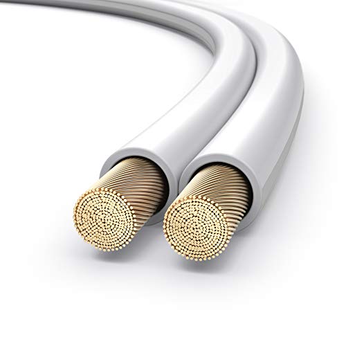 PureLink SE-SP051-010 - Cable de Altavoz 2 x 1.5 mm² (99.9% OFC Cable de Cobre sólido 0.20mm) Cable de Altavoz de Alta fidelidad, 10m, Blanco