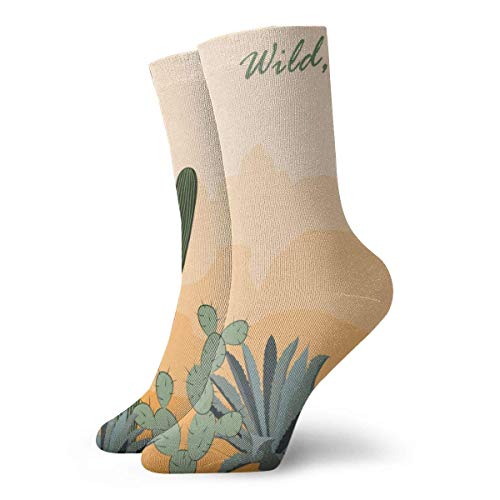 QUEMIN Cactus Opuntia And Agave In The Desert Calcetines deportivos Everyday Active para hombre 30 cm