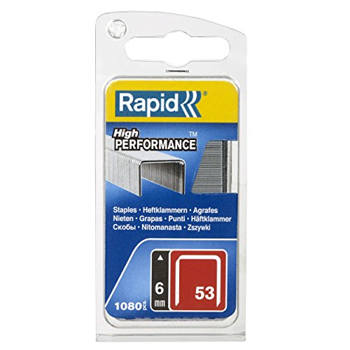 Rapid 40109502 40109502-Grapa 53/6mm. G 1.08M Blíster, Plateado, 6mm, Set de 1080 Piezas