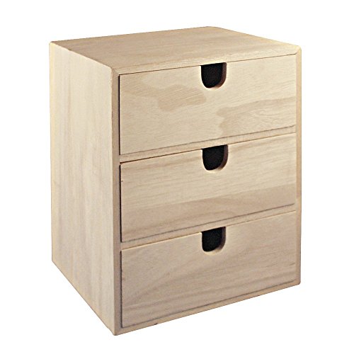 Rayher Hobby 62382000 - Cómoda de madera con 3 cajones, madera natural, 21,5 x 14,5 x 16 cm Rayher Hobby 62382000 - Cómoda de madera con 3 cajones, madera natural, 21,5 x 14,5 x 16 cm