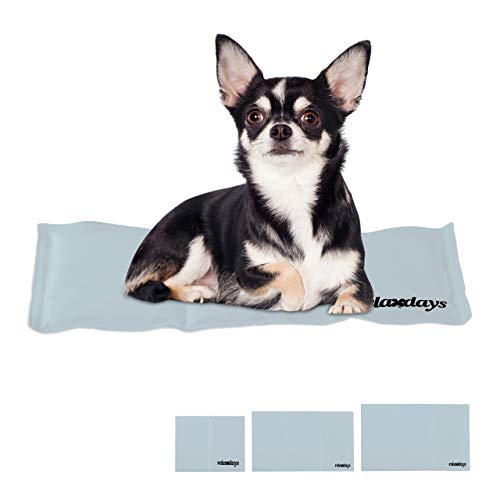 Relaxdays Alfombra Perro Refrescante, Cama Refrigeración, Manta Fría, Gato, Poliéster-Gel, 1 Ud, 20 x 35 cm, Gris