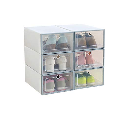 Romancemit Caja de almacenamiento de zapatos, 6 piezas cajas de zapatos de plástico apilable plegable Inicio Organizador de zapatos para hombres/mujeres de gran tamaño
