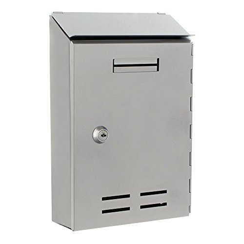 Rottner 3662 - Buzón de correo compacto (cierre con llave, 140 x 20 mm, acero inoxidable), color gris