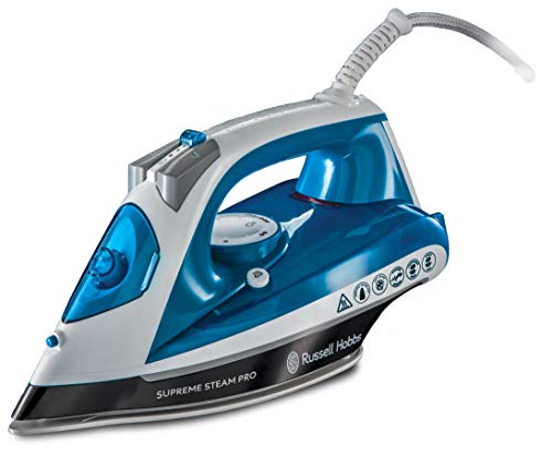 Russell Hobbs Supreme Steam Pro - Plancha de Ropa de Vapor (2600 W, Suela de Cerámica, Azul y Blanco) - ref. 23971-56