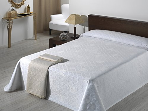 SABANALIA - Colcha de Pique Giovanna (Disponible en Varios tamaños) - Cama 150, Blanco