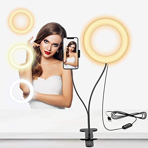 Selvim Anillo de Luz LED, Aro de Luz Fotográfica con Soporte para Móviles de Brazo Flexible a 360°, 3 Modos de Luz y 10 Brillos, 6" con 64 Bombillas para Selfie, Maquillaje, TIK Tok, Youtube Selvim Anillo de Luz LED, Aro de Luz Fotográfica con Soporte para Móviles de Brazo Flexible a 360°, 3 Modos de Luz y 10 Brillos, 6" con 64 Bombillas para Selfie, Maquillaje, TIK Tok, Youtube