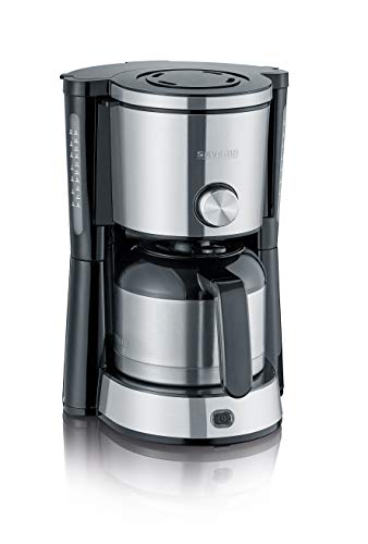 SEVERIN KA 4845 Cafetera Type Switch para filtros de Café Molido, 8 tazas incluye jarra termo, acero inoxidable/negro