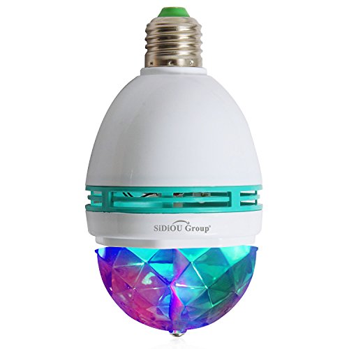 Sidiou Group E27 3 Watt ludología bombillas cambio de Color RGB Bola de cristal efecto discoteca lámparas LED Auto rotación luz de la etapa de fiesta, discotecas, bares y casa (E27)
