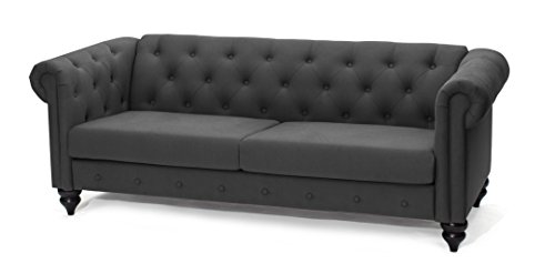 SLAAP Sofa & Chaise - Sofá clásico Chester 2,5 plazas. Gris Oscuro. EN Kit. Medidas: 206x84x78cm.
