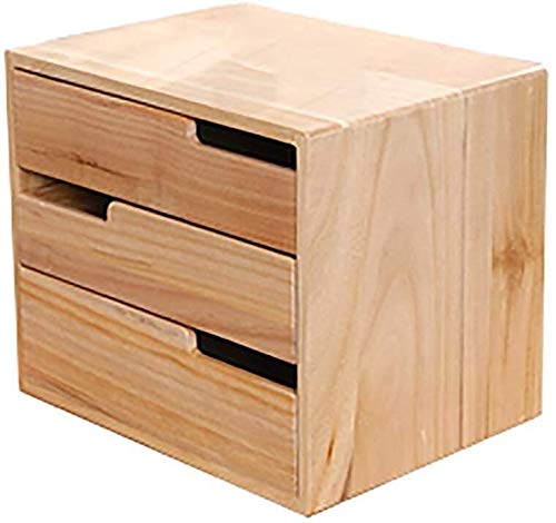 SOAR Cajoneras mueble de oficina de escritorio caja de almacenamiento de archivos de datos de tramas de datos estante de madera caja de almacenamiento 2/3/4 capa sólida pequeña cómoda Coloque papel A4
