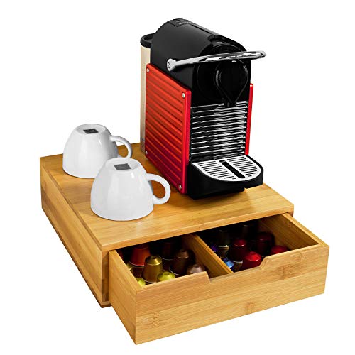 SoBuy FRG70-N,ES Estante cafetera, Soporte para Cápsulas de Café, con 1 cajón, de Bambú