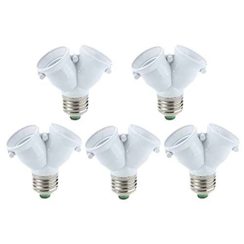 SODIAL(R) 5 x Adaptador doble bombillas lampara LED en mismo casquillo E27