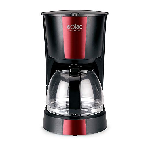 Solac CF4029 Stillo Red Cafetera de goteo de 1,2 litros, 12 tazas de café, 900W, 14 Cups, Negro y rojo