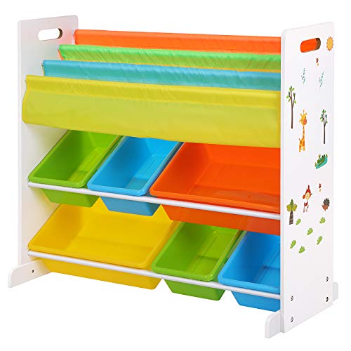 SONGMICS Estantería Infantil para Juguetes y Libros, Librería de 3 Niveles con 6 Cajones, 86 x 27 x 78 cm GKR03W