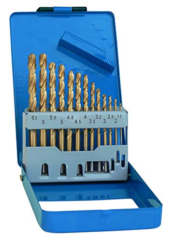 S&R Juego de 13 Brocas Metal Titanio HSS 1,5-6,5 mm, 135 ° DIN 338, Profesionales S&R Juego de 13 Brocas Metal Titanio HSS 1,5-6,5 mm, 135 ° DIN 338, Profesionales