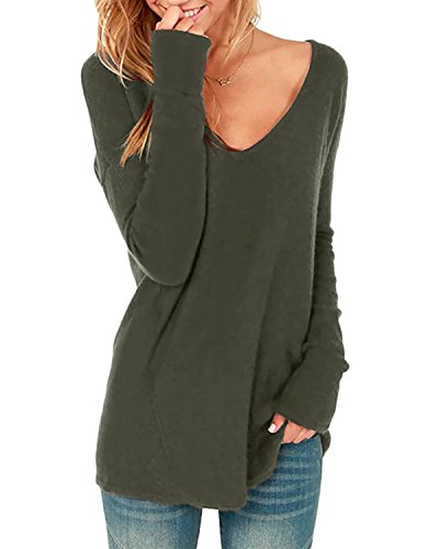 Style Dome Jerseys Mujer Largos Cuello V Manga Sudadera Casual Tops Blusa Camiseta Pull-Over Suéter Verde Militar M Style Dome Jerseys Mujer Largos Cuello V Manga Sudadera Casual Tops Blusa Camiseta Pull-Over Suéter Verde Militar M