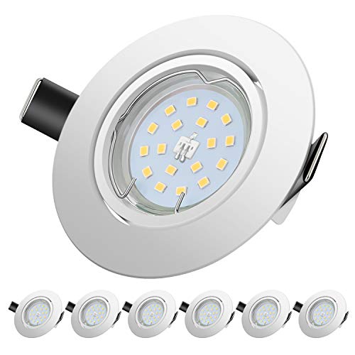 Sunpion Foco Empotrable | LED Luz de Techo 5W Equivalente a Incandescente 60W | Blanco neutro 4500K 600Lm | de techo de iluminación incluye bombilla LED para salón o dormitorio cocina etc 6 piezas