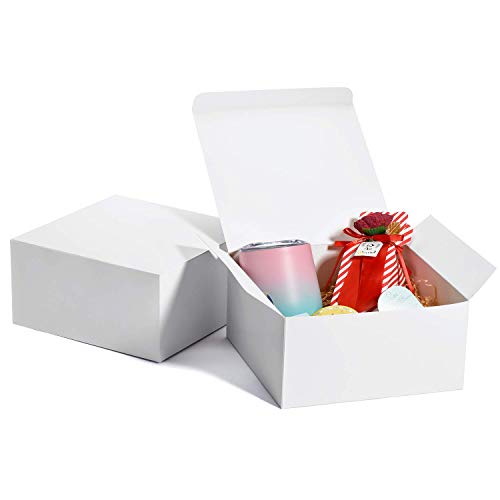 Switory Cajas de regalo de 10 piezas con tapas, 20x20x10cm cajas de regalo de papel Kraft Switory para hacer manualidades, magdalenas, cajas de cartón para propuestas de dama de honor