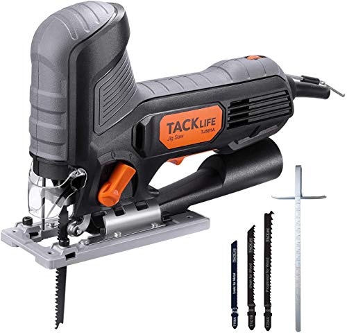 TACKLIFE Sierra de Calar, 600W con Base de Aluminio, 800~3000RPM, Sierra de Caladora, Velocidad Variable (1-6), 3 Hojas, Profundidad de Corte: Madera 80mm, Metal 8mm, Cambio de Hojas Rápido - TJS01A TACKLIFE Sierra de Calar, 600W con Base de Aluminio, 800~3000RPM, Sierra de Caladora, Velocidad Variable (1-6), 3 Hojas, Profundidad de Corte: Madera 80mm, Metal 8mm, Cambio de Hojas Rápido - TJS01A