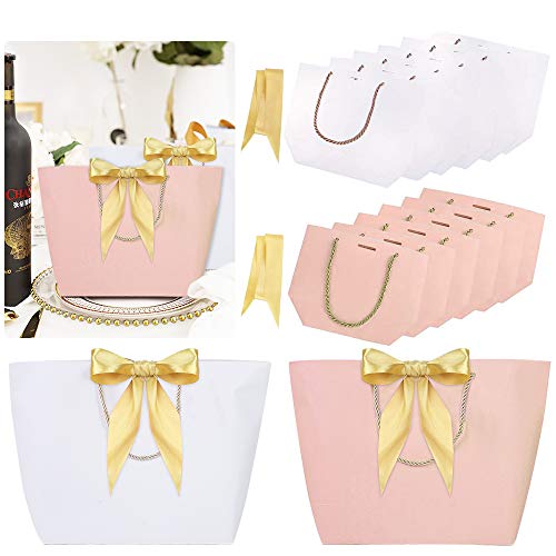 TANCUDER 12PCS Bolsas de Regalo con Decoración de Lazo Bolsas de Regalo de Papel Bolsas de Regalo con Asas Bolsas para Regalo de Cumpleaños Boda Fiesta 28 x 20 x 9cm (Blanco y Rosa) TANCUDER 12PCS Bolsas de Regalo con Decoración de Lazo Bolsas de Regalo de Papel Bolsas de Regalo con Asas Bolsas para Regalo de Cumpleaños Boda Fiesta 28 x 20 x 9cm (Blanco y Rosa)