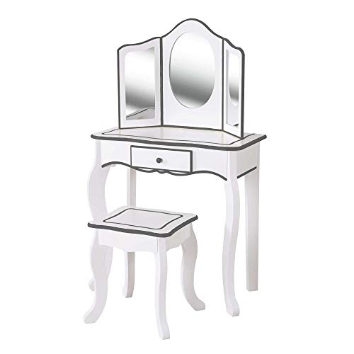 Teamson, Maquillaje niño, Tocador de madera Infantil con Taburete y Espejo, Niña Centro de belleza con cajón, Juguetes educativos niños 3 años, Juego imitación color gris, (Colorbaby 85389) Teamson, Maquillaje niño, Tocador de madera Infantil con Taburete y Espejo, Niña Centro de belleza con cajón, Juguetes educativos niños 3 años, Juego imitación color gris, (Colorbaby 85389)