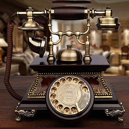 Teléfono Antiguo Teléfono Retro Europeo Giro de Madera Maciza Teléfono Fijo Antiguo para Sala de Estar Dormitorio Estudio de Cabecera Hotel