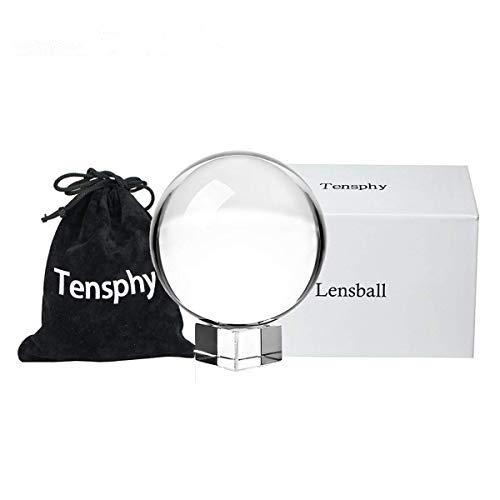 Tensphy K9 Bola de Cristal con Soporte Pulgadas Claro Decoración de Arte K9 Cristal Apuntalar para Fotografía Decoración